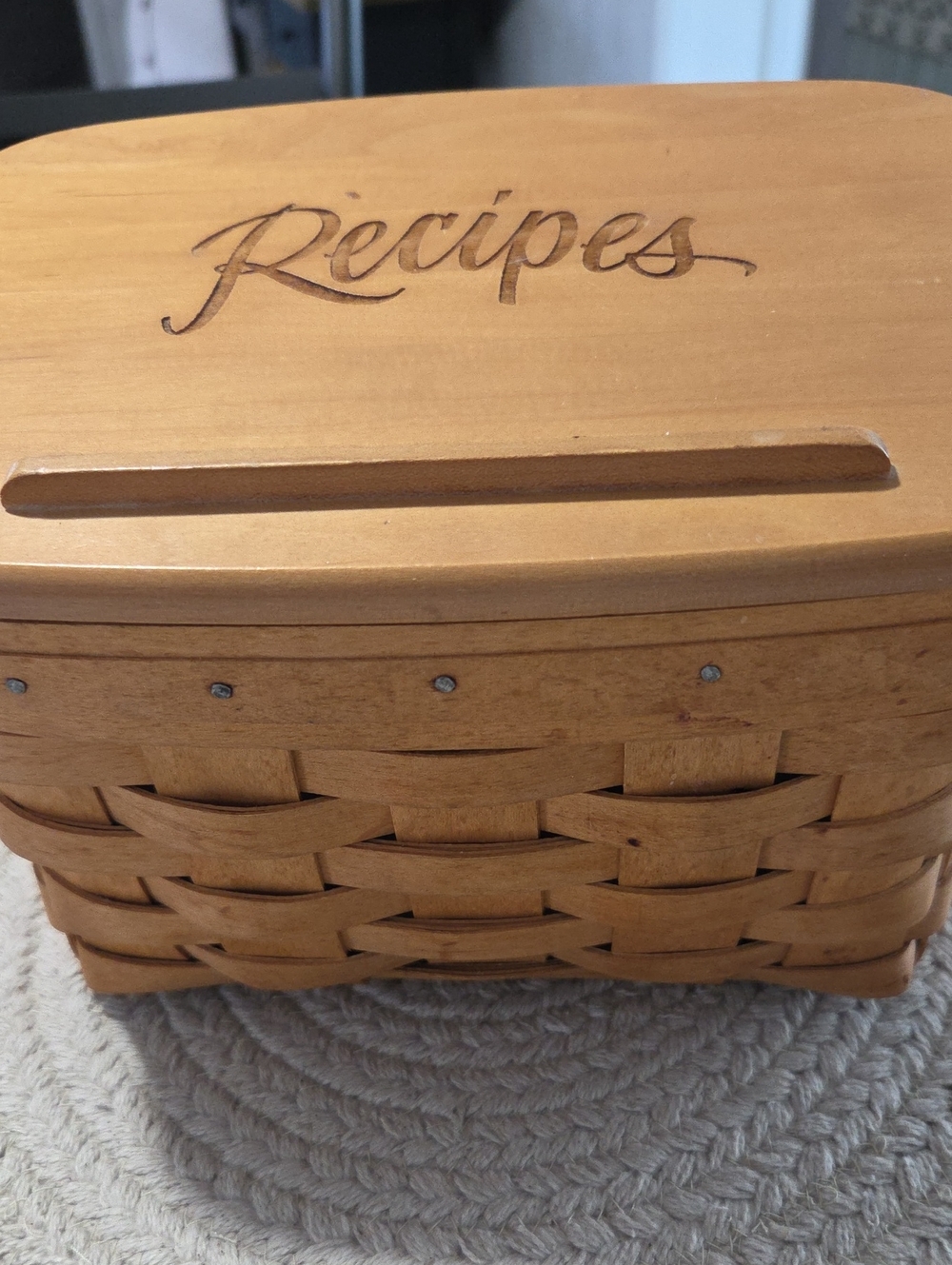 Vintage Longaberger Recipe Box - BASKET with Wooden Lid